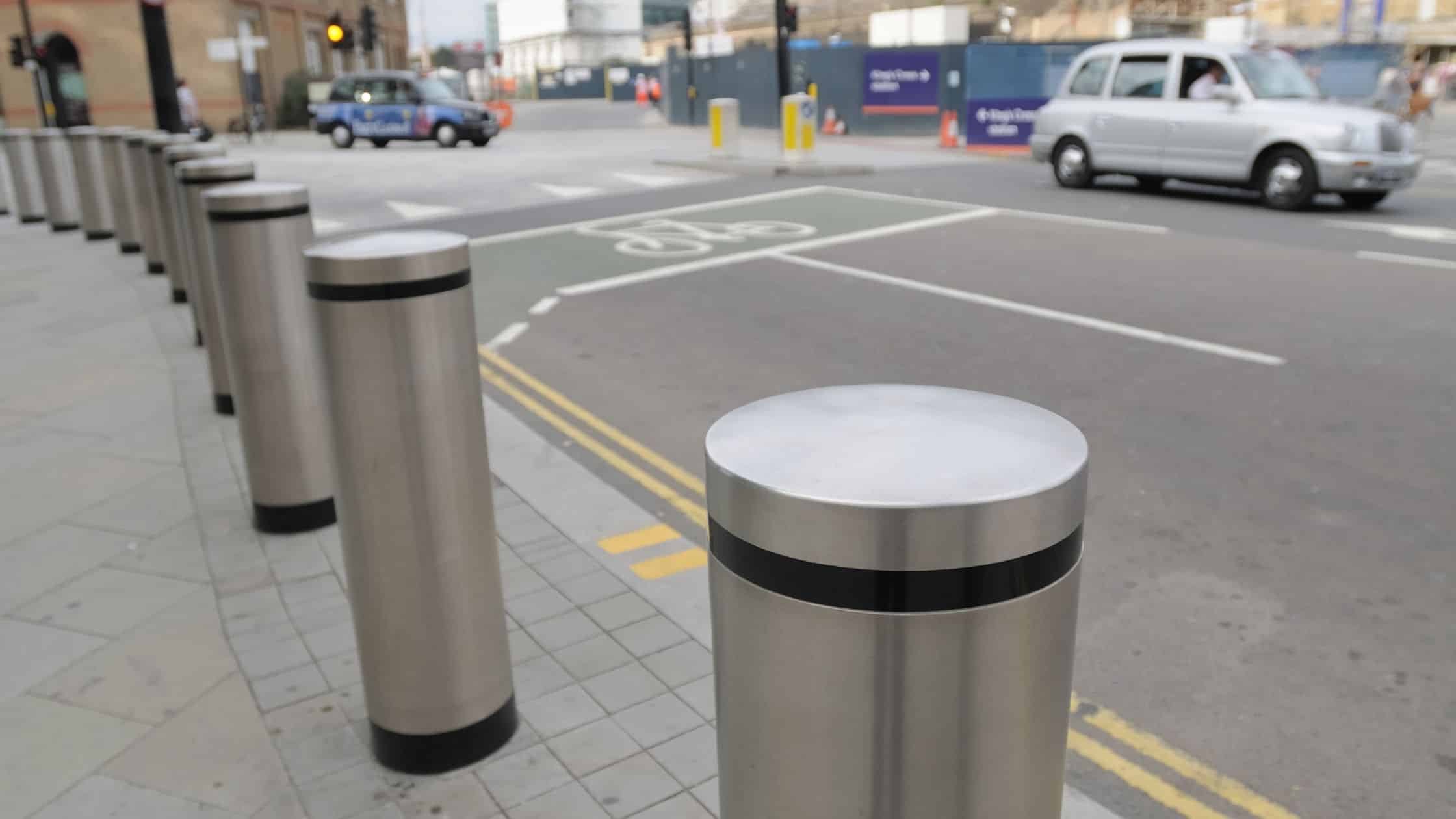 How Are Stainless Steel Bollards Made? Stainless Steel Rising Bollard on Street