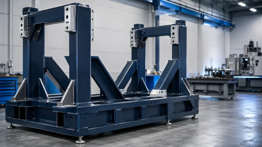 Machine Frame Design: Stiffness Vibration Control and Weld Distortion
